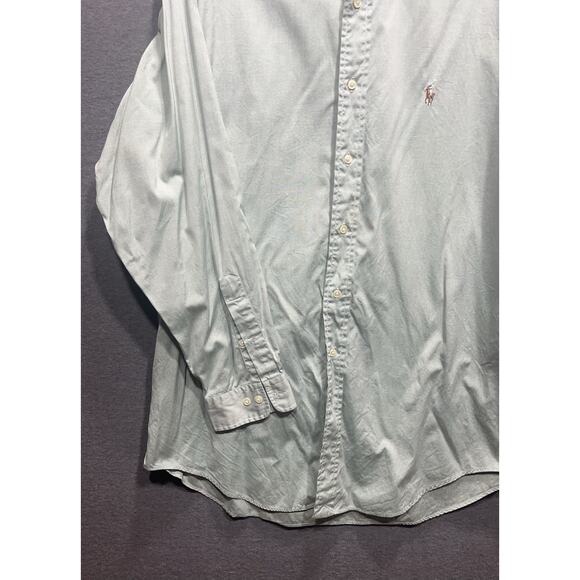 Ralph Lauren Mens Green Button Shirt Color Pony Preppy Yarmouth Size 16.5 - Picture 4 of 11